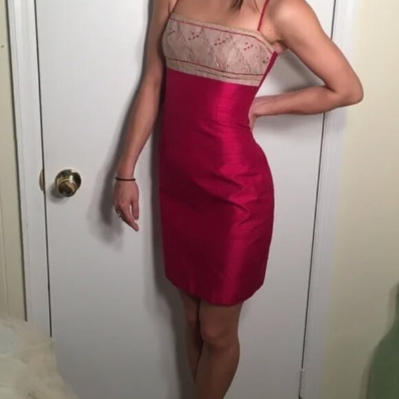 pink silk mini dress - Picture 1 of 2